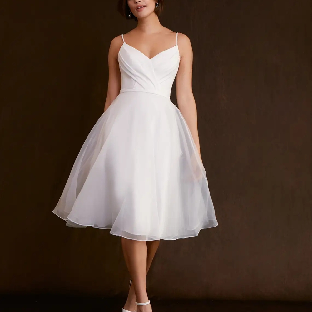 Elegant White Spaghetti Strap Dress